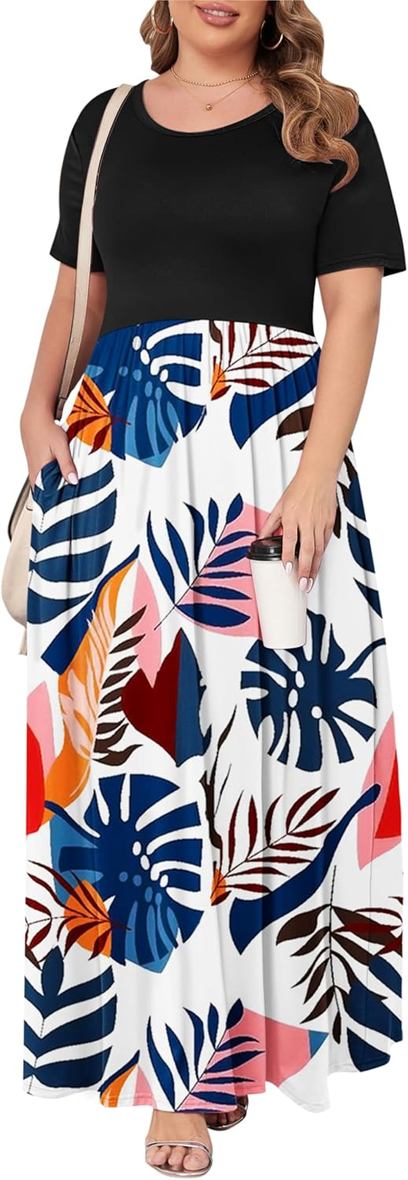 Women’S plus Size Maxi Dresses for Curvy Women Summer Casual Short Sleeve 2025 Long Dress 14W-26W